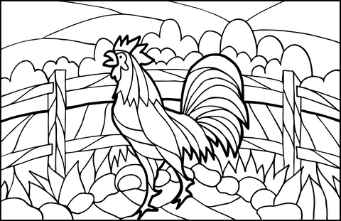 Rooster Stained Glass Coloring Page